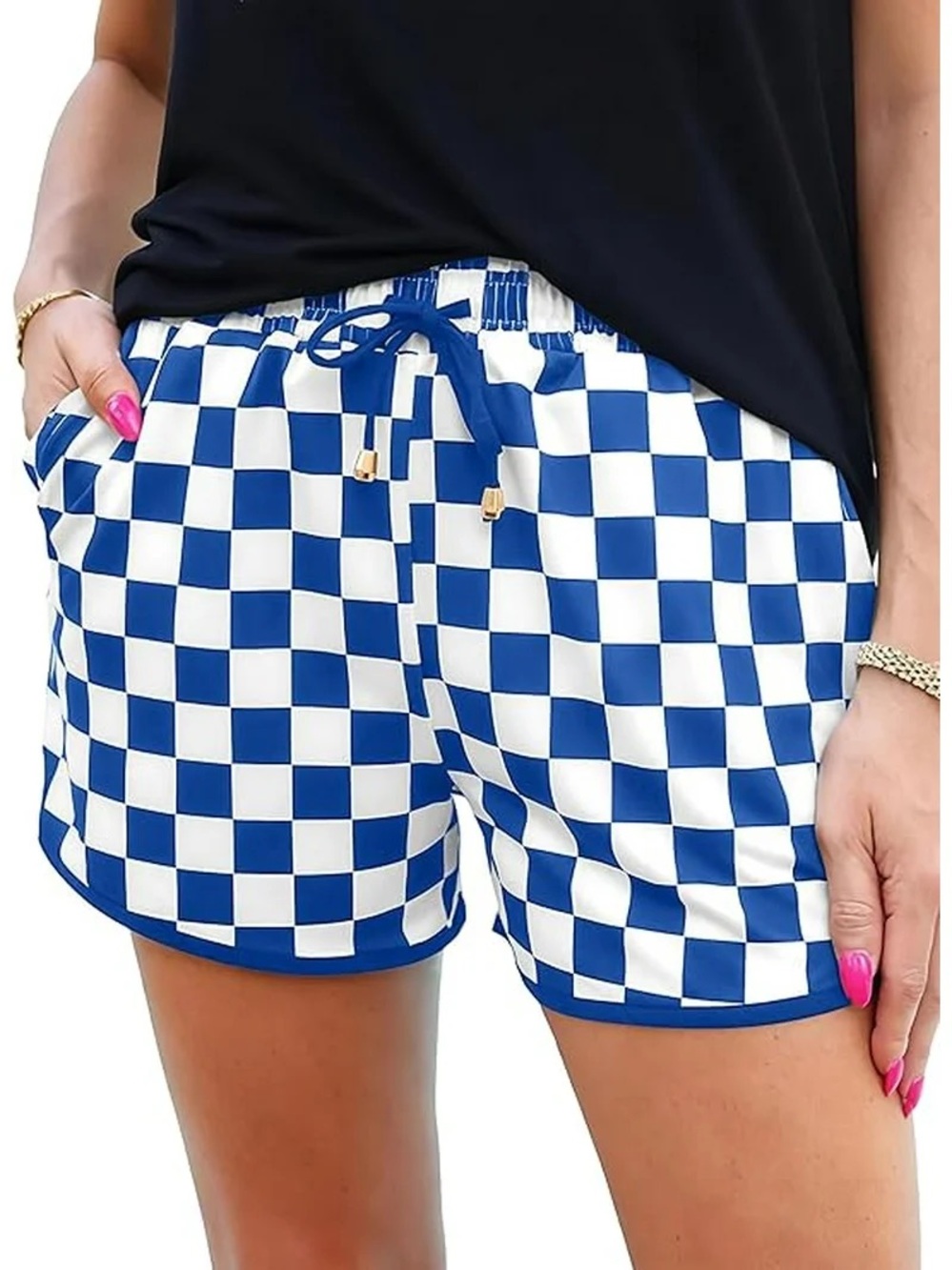 Shop Samantha Busch Kyle Rowdy Checkered Flag NASCAR Racer Speed Diva Shorts M🏁💙